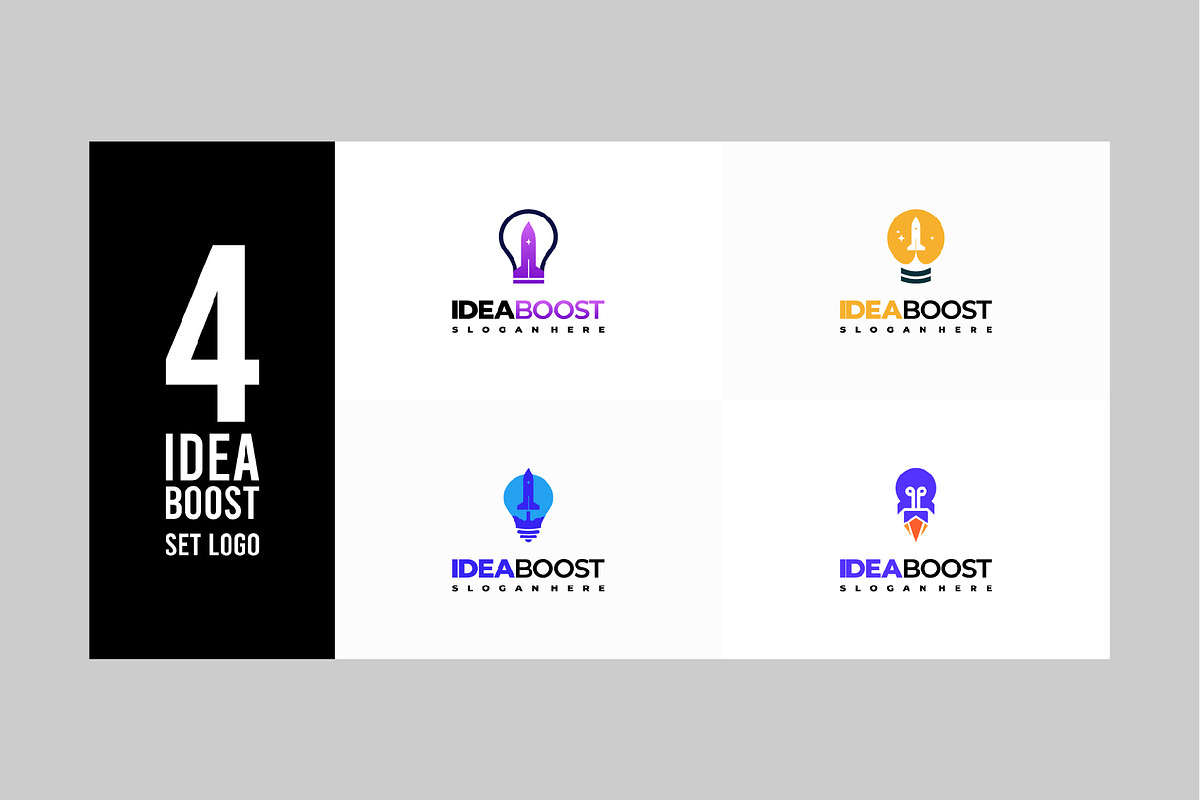 Set of Idea boost Logo designs, a Branding & Logo Template by Lucky Creative (Photo 1 of 5)