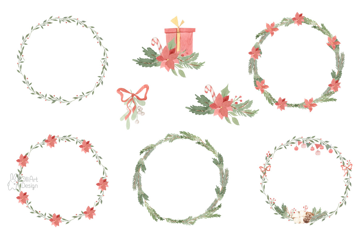 MERRY CHRISTMAS watercolor, an Animal Illustration by OlliArtDesign (Photo 6 of 10)