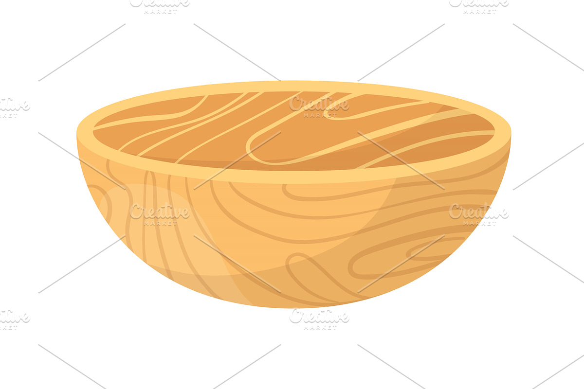 Wooden bowl empty simple design, an Object Illustration by KitVector