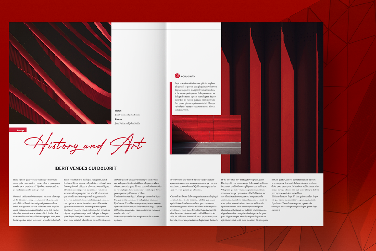 Red Lifestyle Magazine Layout, a Magazine Template by Boris Cupac