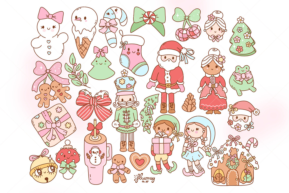 Preppy Coquette Christmas Bundle, a Seasonal Illustration by Huxmay (Photo 3 of 7)