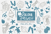 Aloha Hawaii vector illustrations, a Pattern Graphic by Mari_Caliart (Thumbnail 1 of 10)