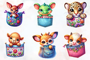 Peeking Cute Animals Pocket Clipart, an Illustration by RobertsArt (Thumbnail 3 of 7)