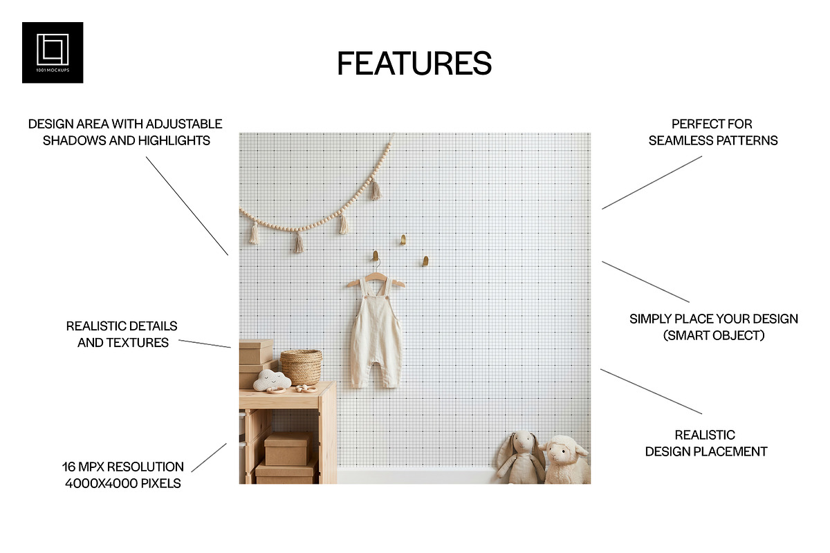 Nursery Wallpaper Mockup PSD, a Household Mockup by 1001 mockups (Photo 2 of 11)