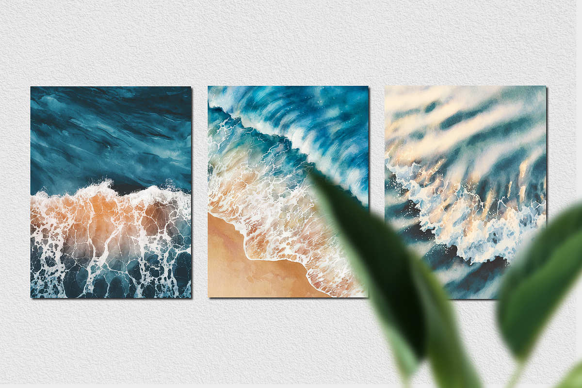 Watercolor Ocean Textures, a Background Graphic by Curve Design (Photo 8 of 12)