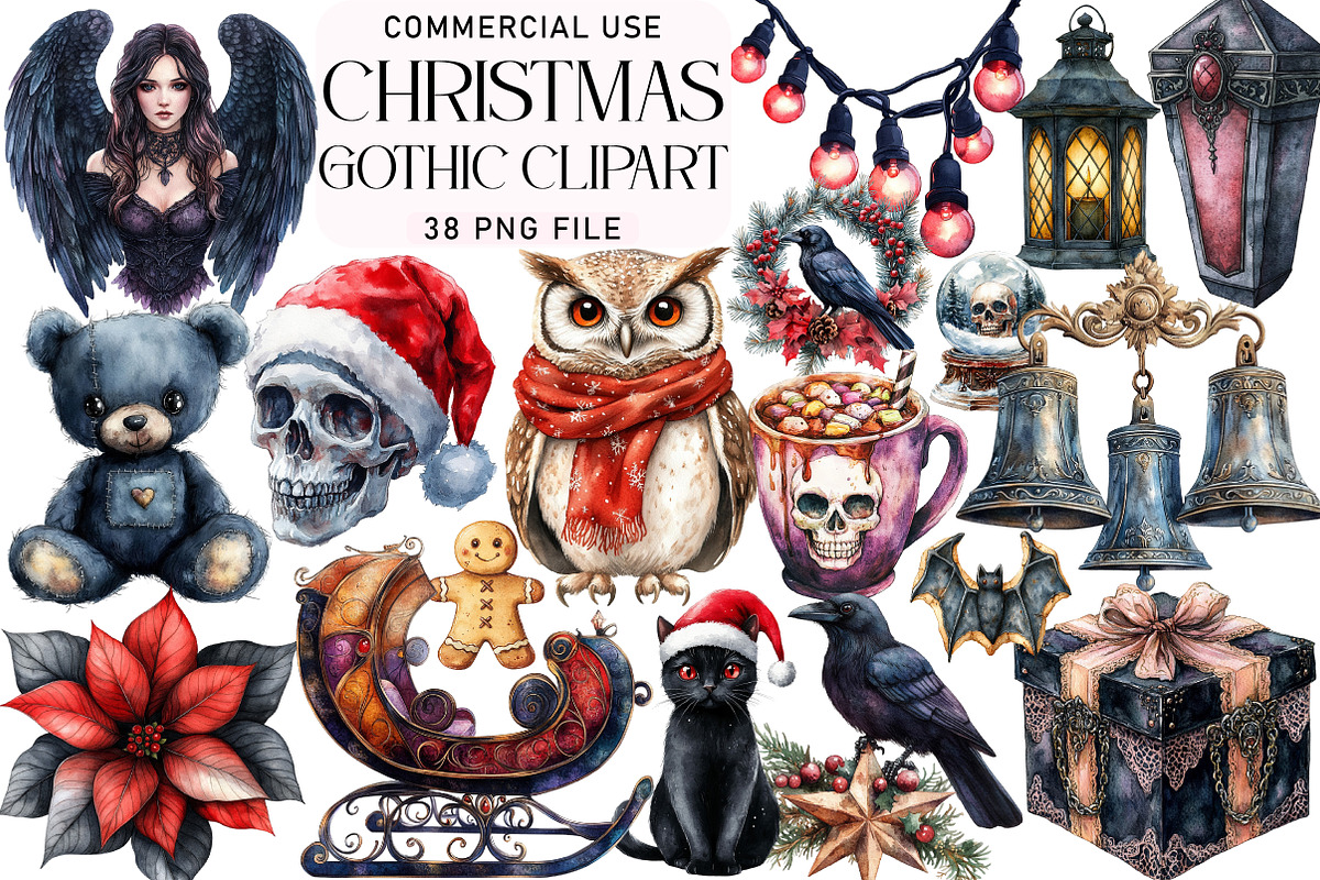 Gothic Christmas Sublimation Bundle, an Illustration by Daily.Designs (Photo 1 of 5)