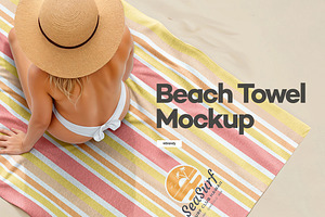 Beach Towel With Woman Mockup, a Product Mockup by rebrandy
