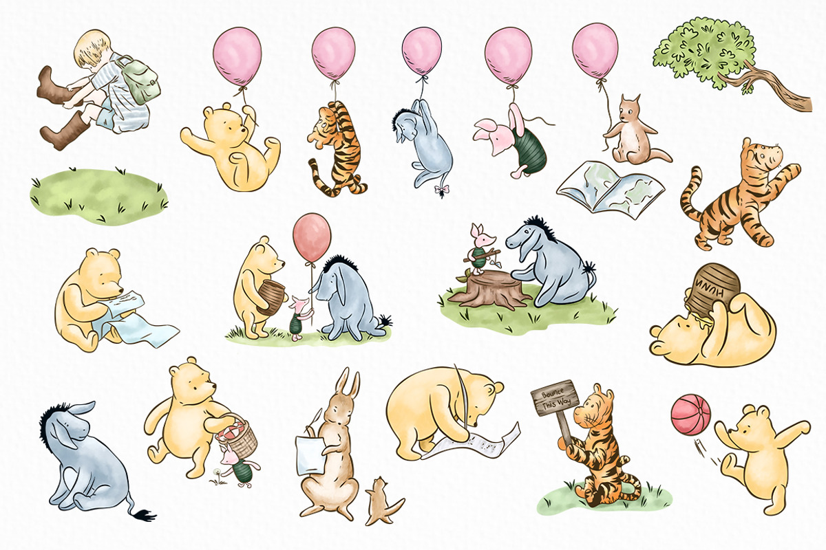 Classic Winne the Pooh Clipart, an Animal Illustration by SvetaArtStore (Photo 3 of 6)