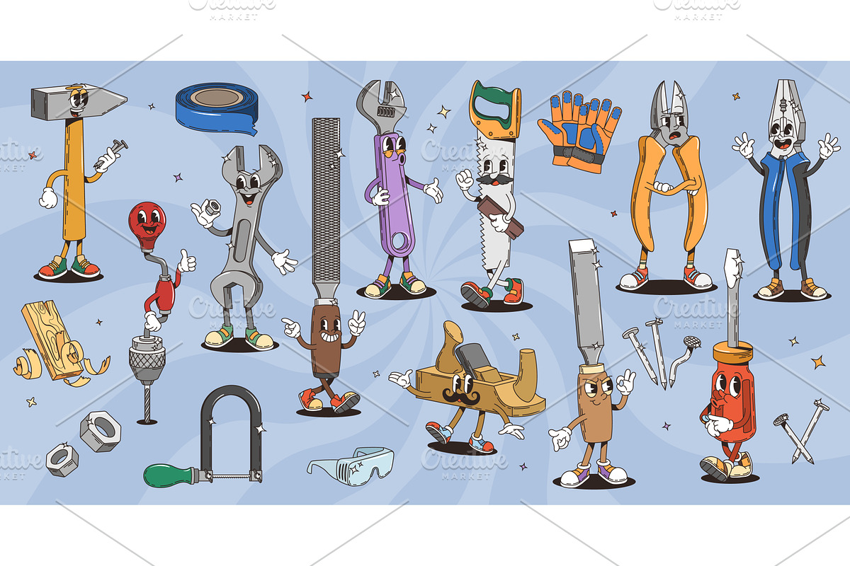 Retro groovy diy repair tools, an Object Illustration by Buch&Bee