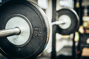Barbell On A Crossfit Squat Rack