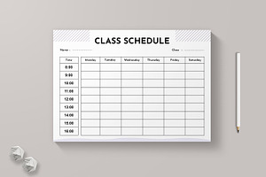 Class Schedule Template Layout, a Stationery Template by MightyDesign