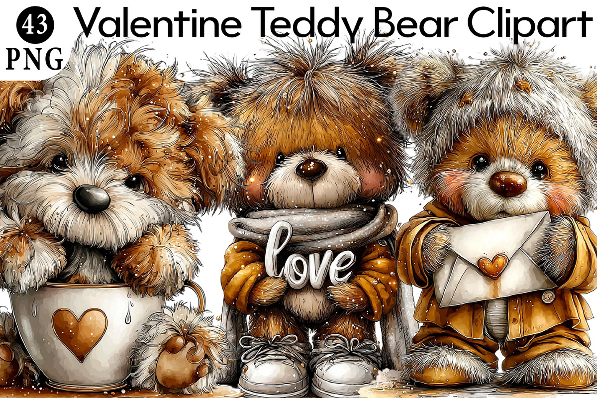 Valentine Teddy Bear Clipart, an Illustration by Daily.Designs (Photo 1 of 8)