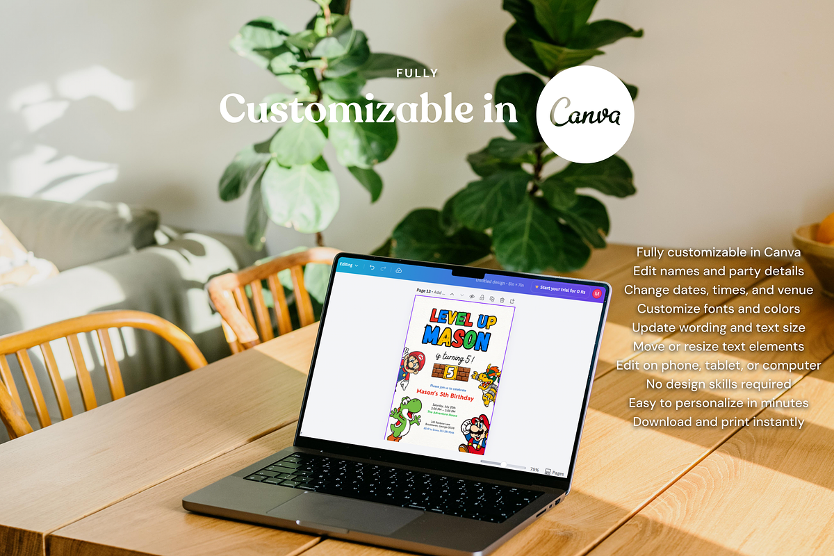 Super Mario Birthday Invitation, an Invitation Template by heynomi (Photo 14 of 20)