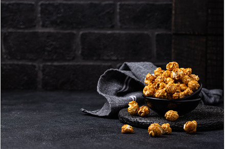 Salted caramel popcorn in bowl, a Food & Drink Photo by Yulia Furman