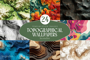 24 Abstract Topographical Wallpapers, a Wallpaper Graphic by Incomelion