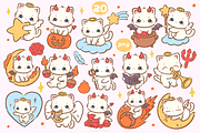 Kawaii white cat angels and devils, an Animal Illustration by Blumensdiary (Thumbnail 2 of 7)
