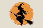 Flying Witch Black Silhouette Bundle, an Illustration by Amazin_art (Thumbnail 5 of 7)