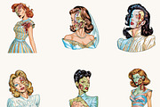 Vintage Zombie Women Clipart, a Person Illustration by BusyDaydesign (Thumbnail 3 of 9)