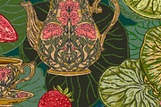 Lotus Garden Vintage Vector, a Pattern Graphic by NayaChu (Thumbnail 4 of 9)