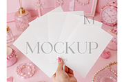Blank Card Pink in Hand Mockup, a Product Mockup by TatiMockup (Thumbnail 1 of 4)