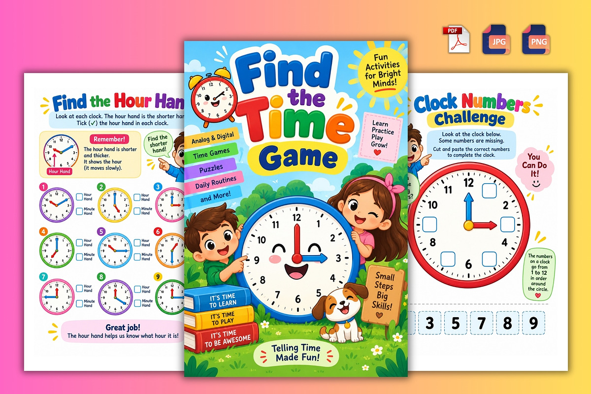 Find the Time Game, a Stationery Template by Designmela01 (Photo 3 of 6)