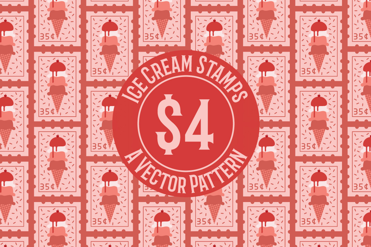 Ice Cream Stamp Seamless Pattern, a Pattern Graphic by K McCormack Designs (Photo 1 of 4)