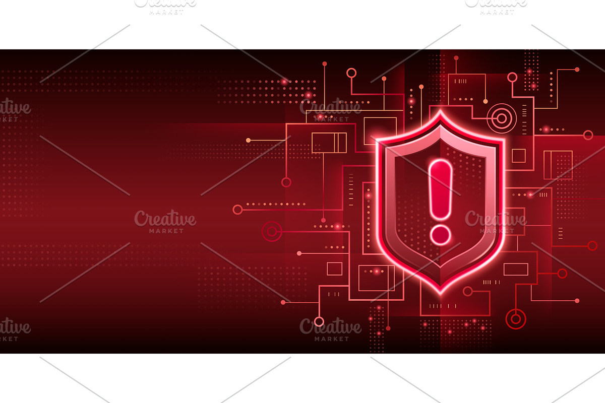 Cyber security alert with glowing, a Technology Illustration by art PVP - market