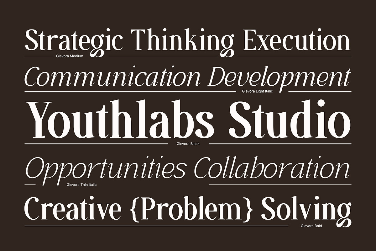 Glevora - Elegant Serif Family, a Serif Font by Youthlabs Studio (Photo 5 of 18)