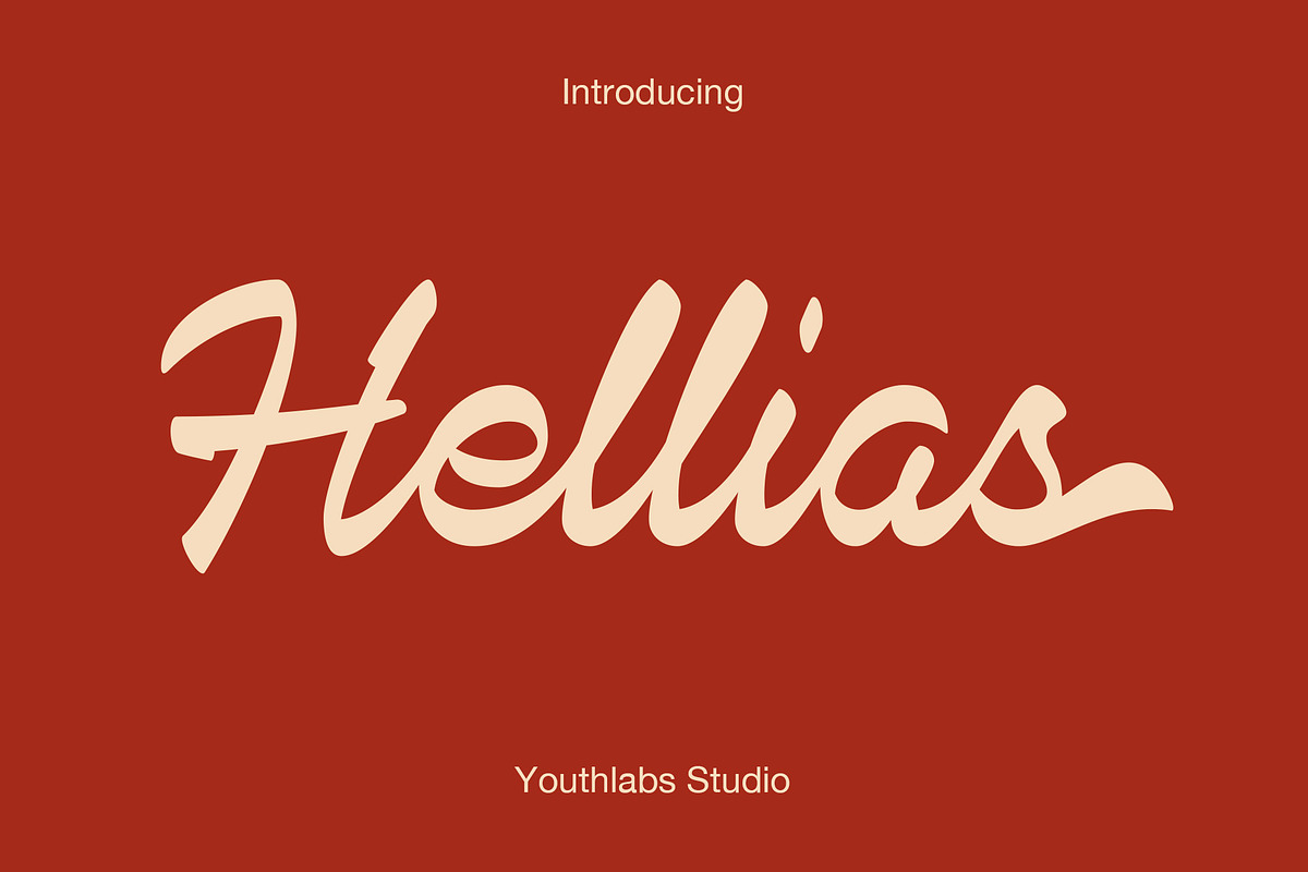 YT Hellias - Retro Script Font, a Script Font by Youthlabs Studio (Photo 1 of 12)