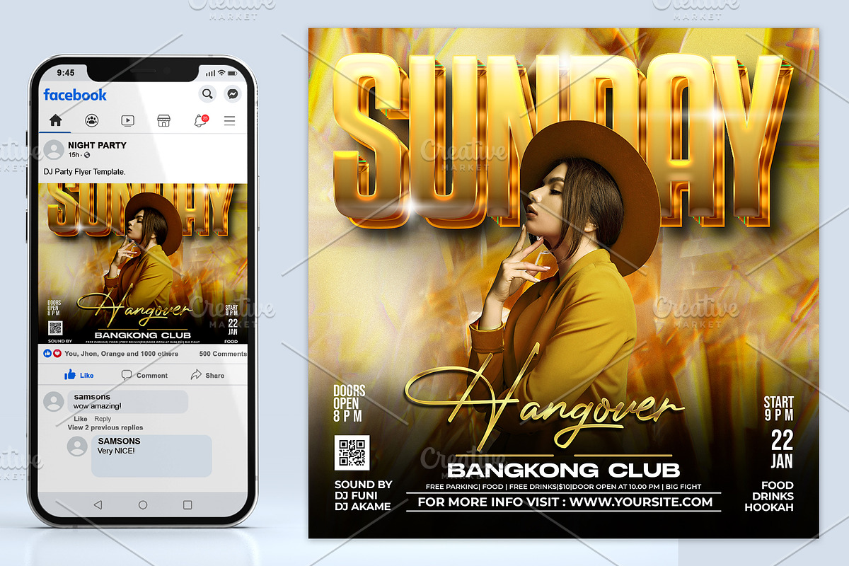 Night Party Flyer Template, a Flyer Template by AbcStudio