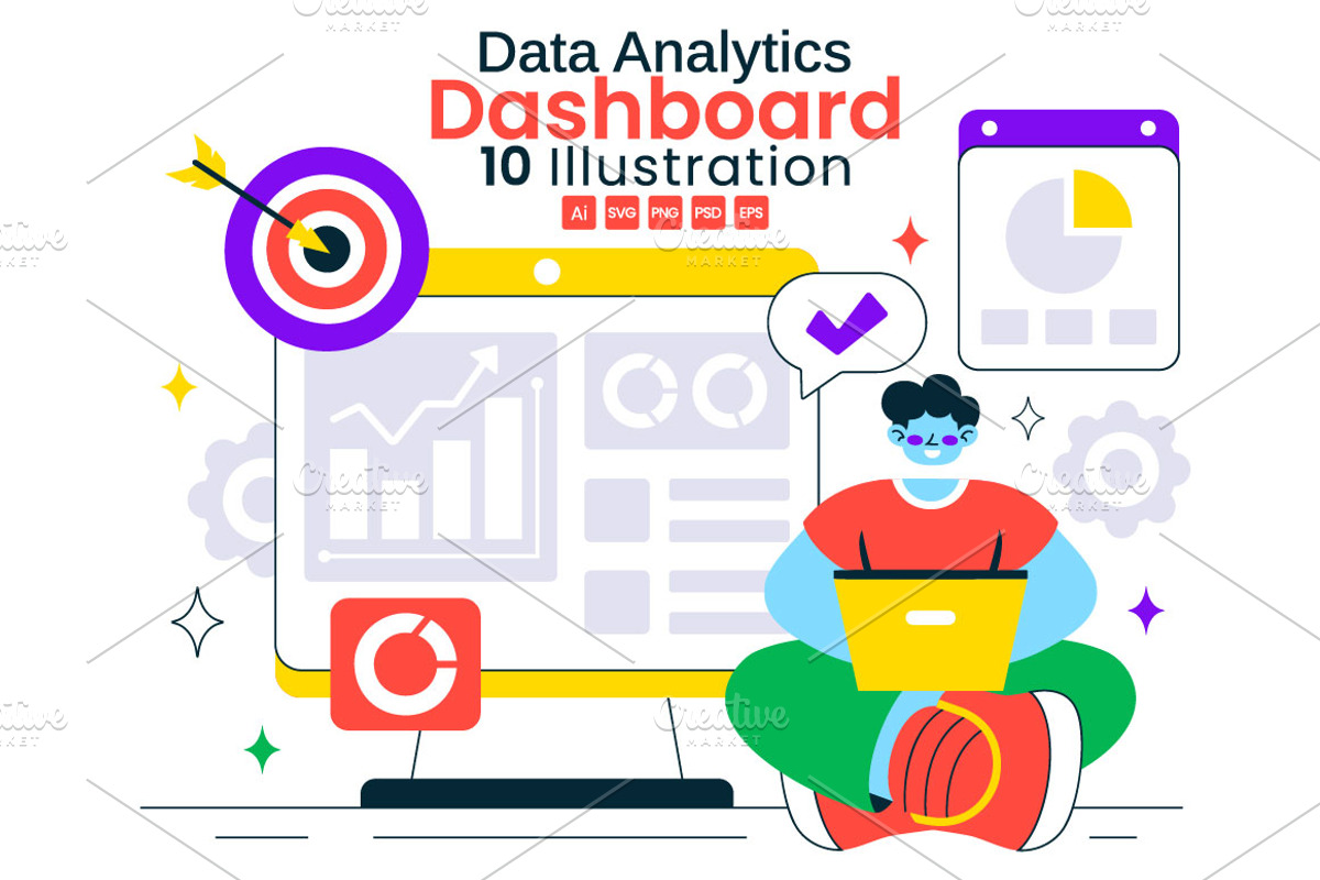 10 Data Analytics Dashboard, a Technology Illustration by denayunebgt (Photo 1 of 4)