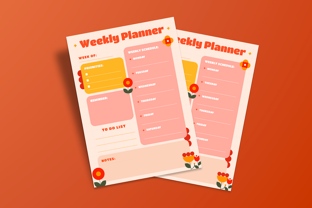 Floral Weekly Planner, a Flyer Template by MMPixelCraft (Photo 6 of 6)