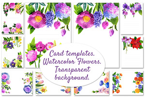 Card tamplates. Watercolor flowers.