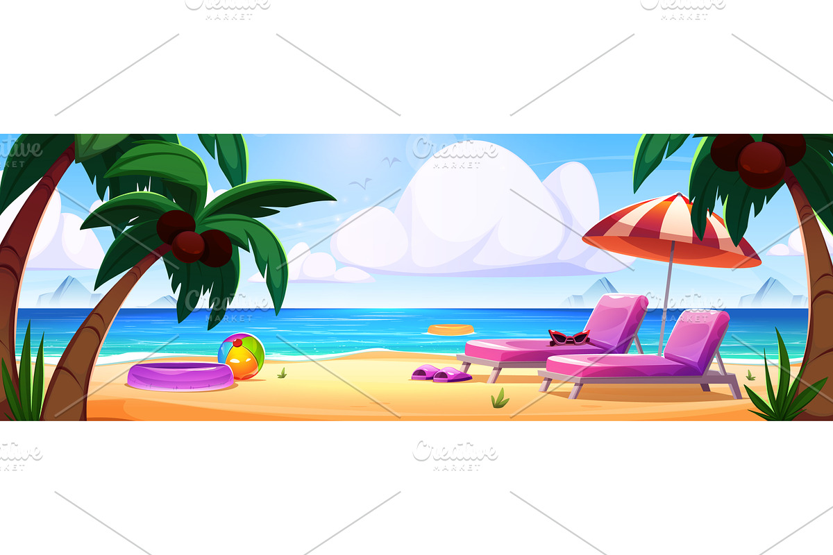 Summer beach vacation scene, an Illustration by art PVP - market