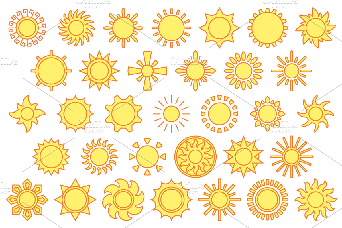SUNS outline icons: 10 versions, an Outline Icon by beguima (Photo 9 of 11)