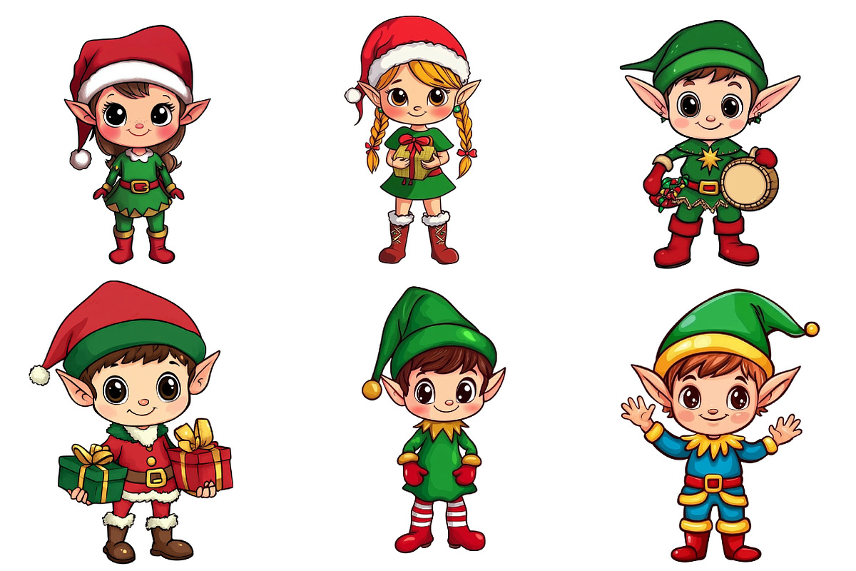 Cute Christmas Elf Clipart, an Illustration by CreationArt (Photo 4 of 5)