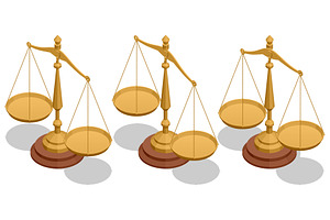 Set of three isometric justice, a Finance Illustration by Golden Sikorka