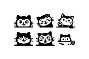 Cute Cat Peek Clipart Set, an Illustration by designvectx (Thumbnail 1 of 3)