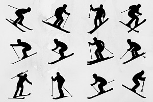 Skiing Silhouette SVG, a Sport Illustration by newminddesign