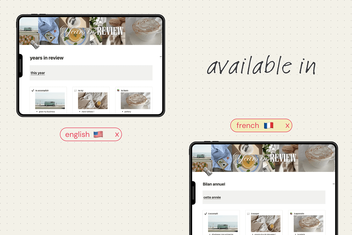 Years in review - Notion template, an App Template by Iasan Design (Photo 5 of 6)