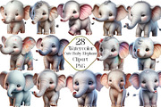 Watercolor Baby Elephant Clipart, an Illustration by CraftArtStudio (Thumbnail 1 of 5)