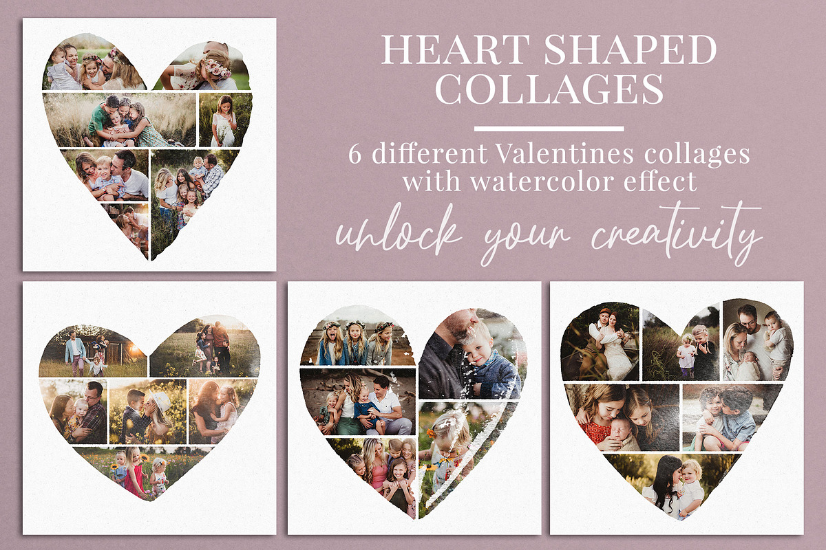 Heart Shaped Collage with watercolor, a Shape Add-On by BrownLeopard (Photo 1 of 9)