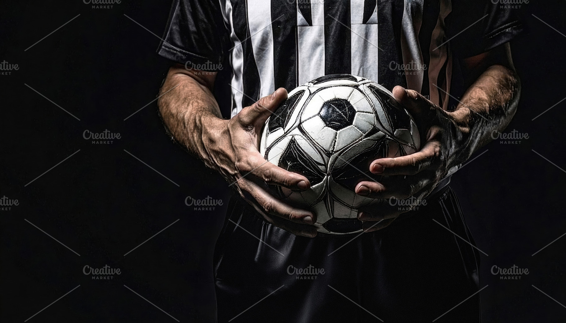 Soccer Player Holding Ball in Dark Lighting, a Sports & Recreation Photo by Davizro's Market