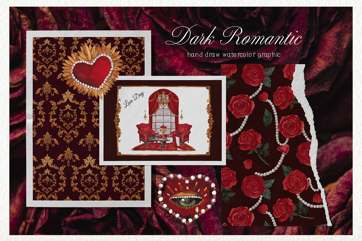 Dark Romantic. Watercolor art, an Object Graphic by ma_i_vi (Photo 2 of 12)