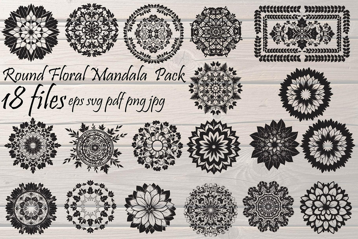 Round Floral Mandala Bundle, a Decorative Illustration by Designer_Momina (Photo 1 of 19)
