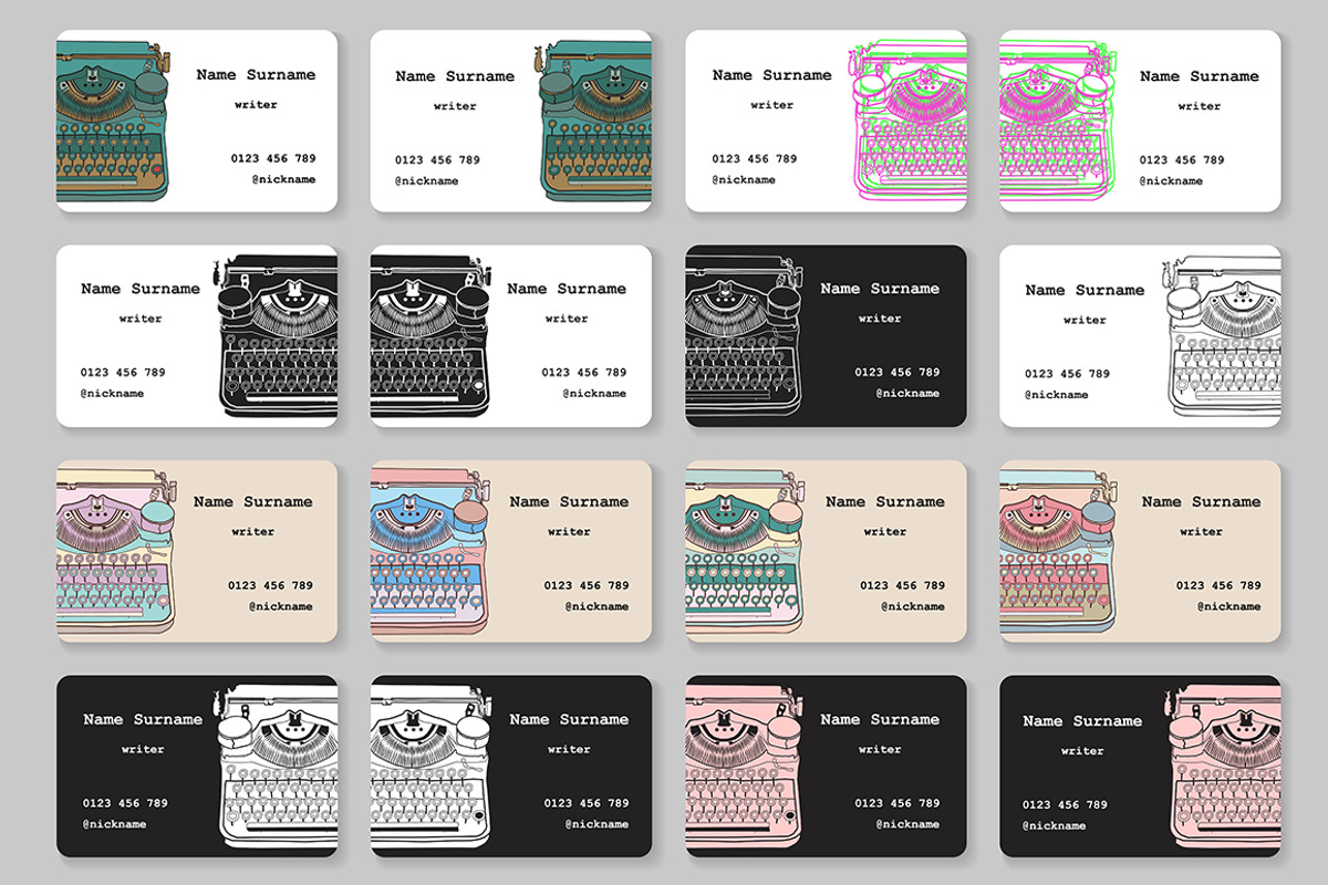 Business Cards with typewriters, a Business Card Template by IRSYART (Photo 2 of 12)