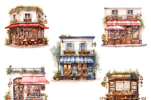 Watercolor Cozy Cafe Clip Art