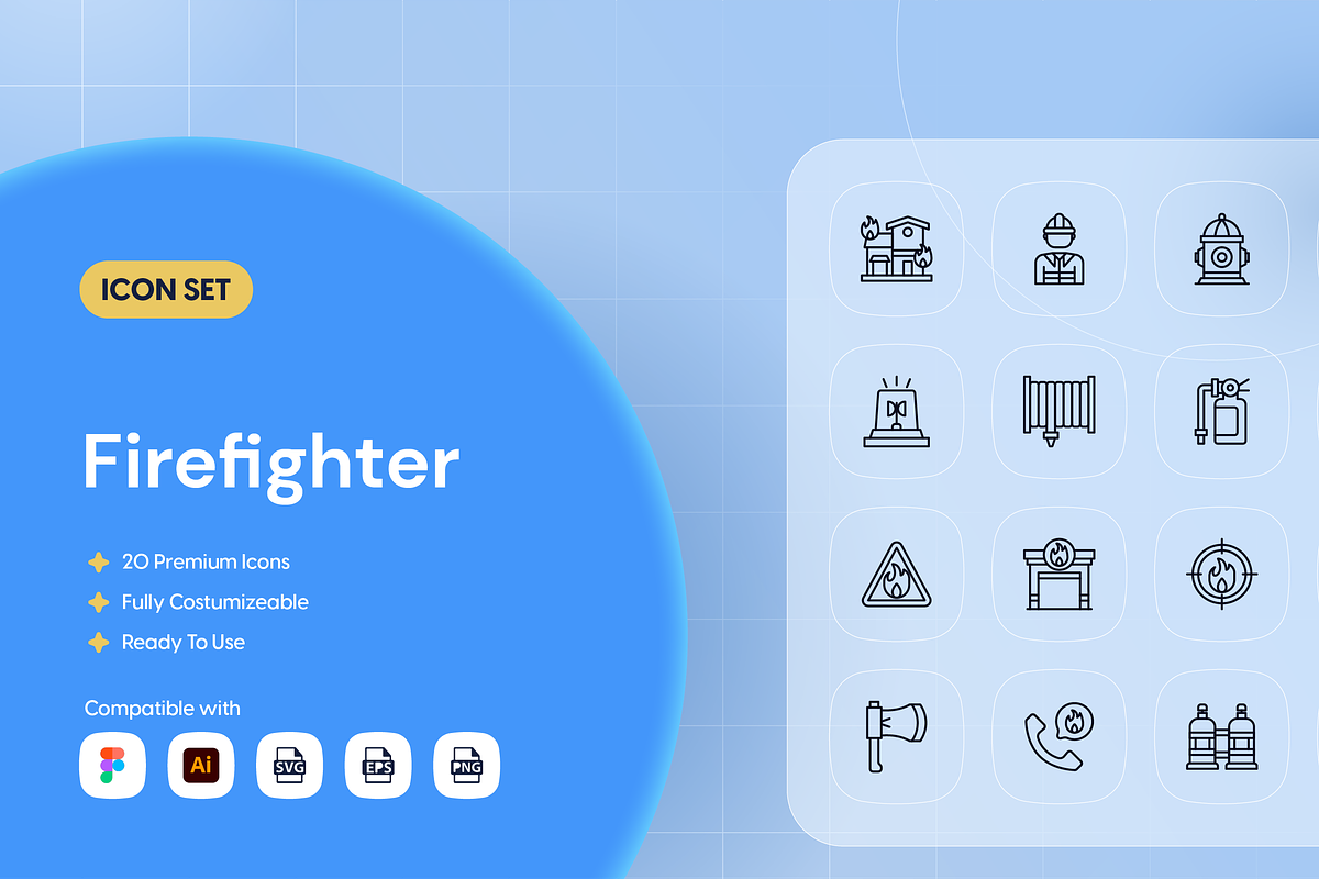 Firefighter Icon Set, an Outline Icon by Nathaya Studio (Photo 1 of 2)