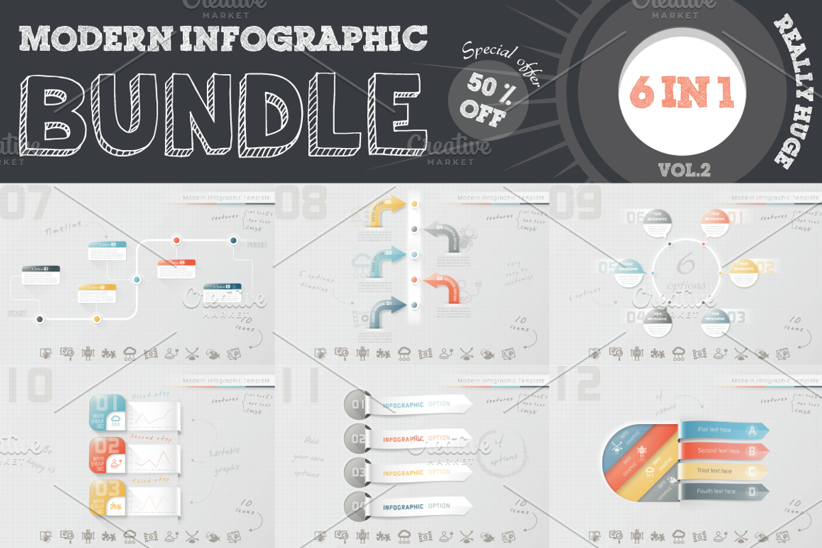 50% OFF Infographic Bundle, a Presentation Template by Infographic Paradise