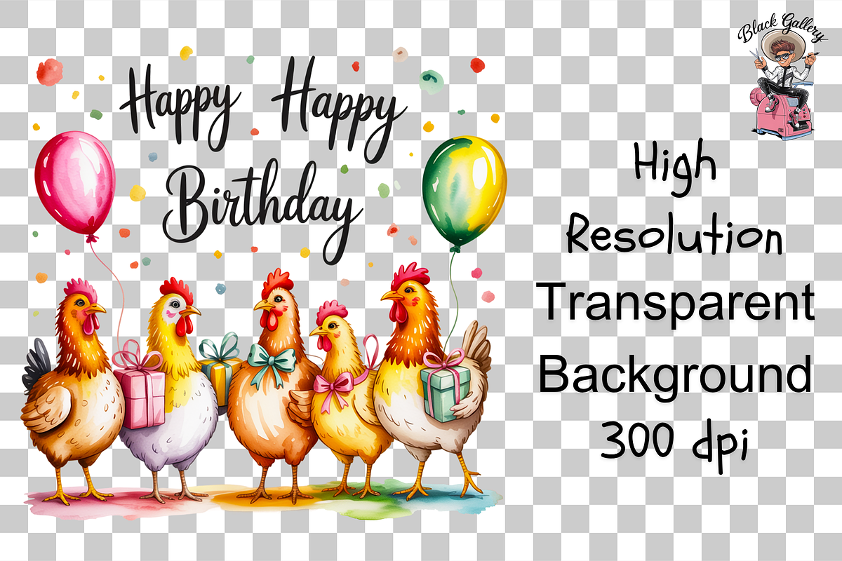 10 Funny Chicken Birthday PNG, a Graphic by Black Gallery (Photo 8 of 11)
